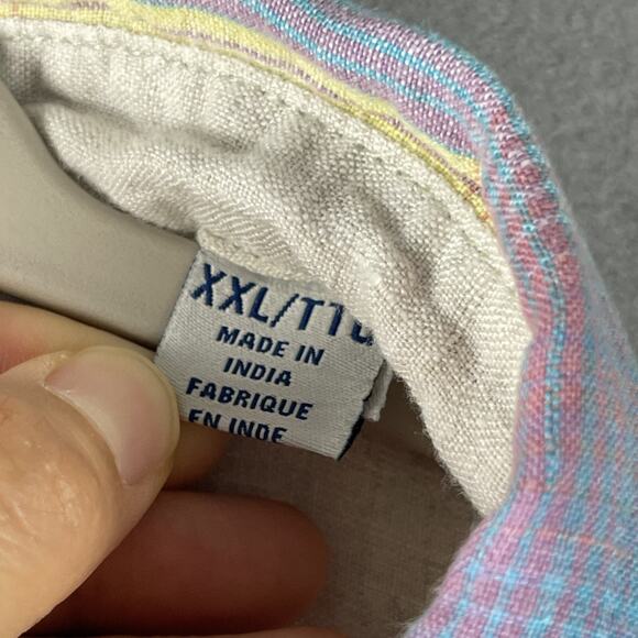 Tommy Bahama Linen Shirt Mens XXL 2XL Plaid Long Sleeve Button Up Beach Ombre - Picture 5 of 15